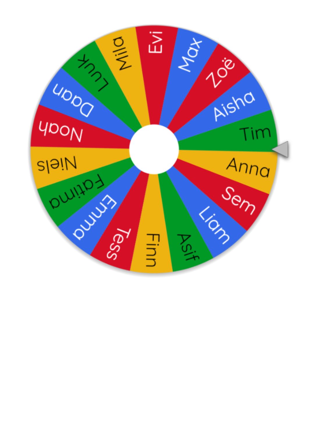 Wheel of names voorbeeld